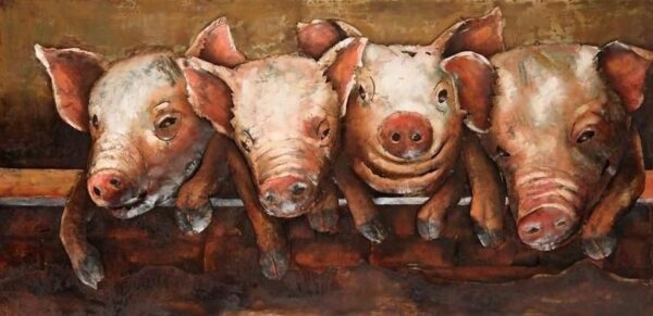 3d-schilderij-metaal-60x120cm-crazy-pigs