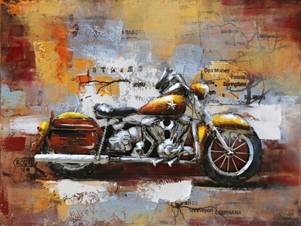 3D schilderij metaal Harley Davidson 80x60cm - Eliassen.nl