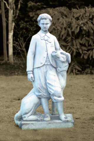 Beeld klassiek Jongen met hond 142cm - eliassen.nl