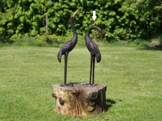 bronzen kraanvogel gebogen hals - eliassen.nl