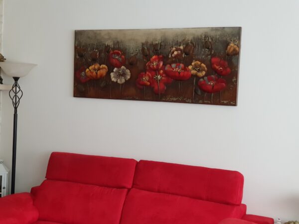 Eliassen 3D schilderij metaal rode bloemen 60x150cm eliassen.nl