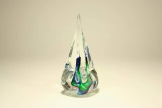 Eliassen Kristalglas Druppel groen/blauw vierkant 12cm