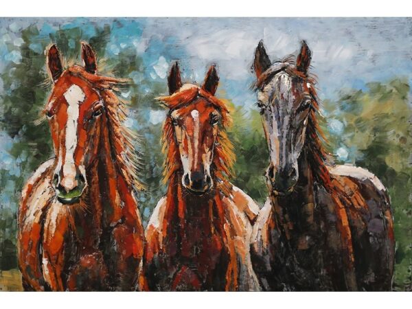 Eliassen Schilderij 3d metaal 3 Paarden 80x120cm