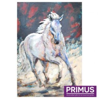 Eliassen Schilderij 3d metaal Wit Paard 80x120cm