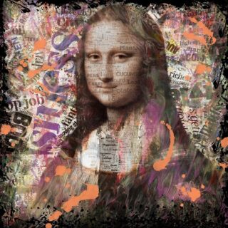 Glasschilderij Mona lisa modern 100x100cm.