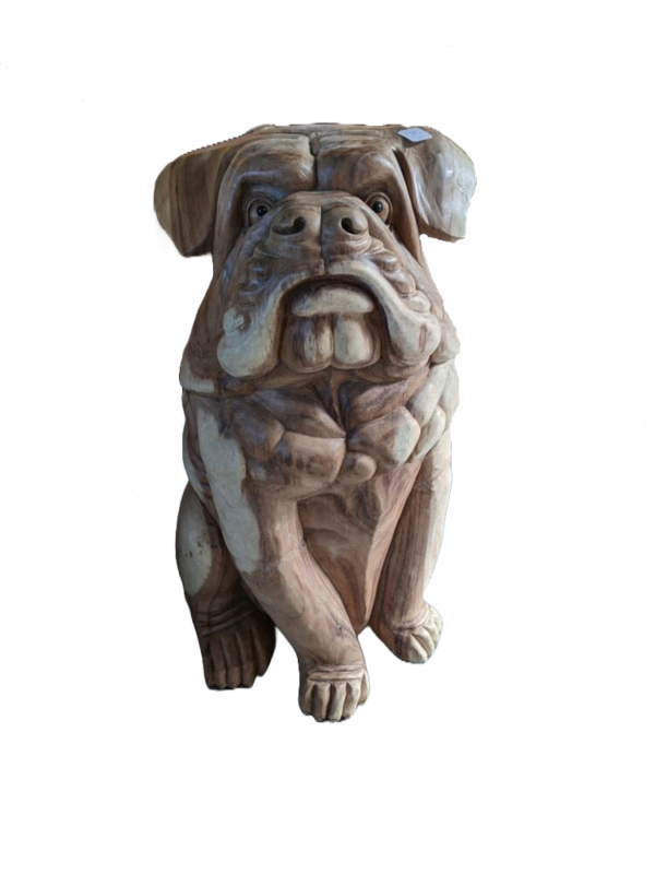 Houten beeld Bulldog hond 80cm eliassen.nml