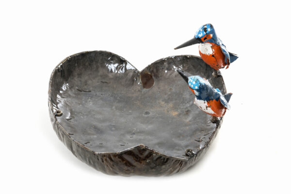 METAL 2CL KINGFISHER HEART BOWL PETFEEDER (2)