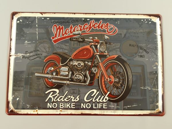 Muurplaat blik Riders Club 40x60cm - Eliassen.nl