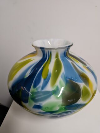 Glasvaas belly groen blauw 25cm eliassen.nl