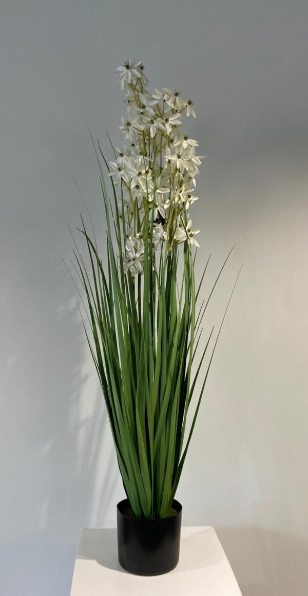 Kunstplant Gras Allium wit bloeiend 110cm eliassen.nl 1