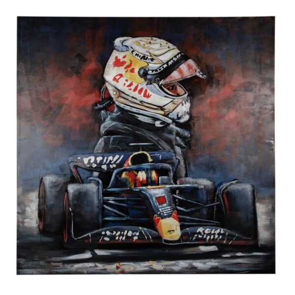 Schilderij 3d metaal Verstappen met helm Eliassen.nl 5wa0202