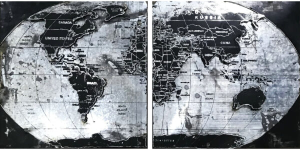schilderij metaal wereldkaar 2-luik - Eliassen.nl