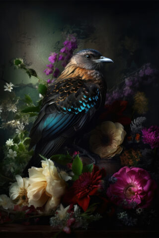 Schilderij paneel Eliassen.nl 2460906-raven-floral