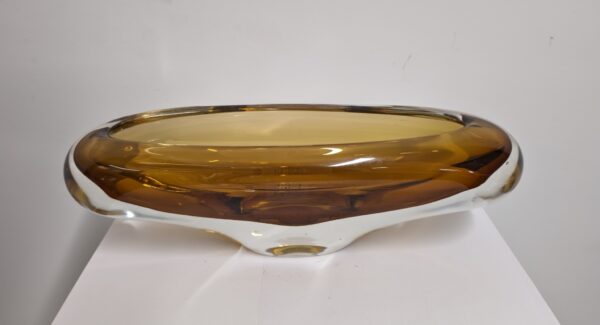 Vaas schaal glas zwaar ovaal  amber 37cm eliassen.nl 1