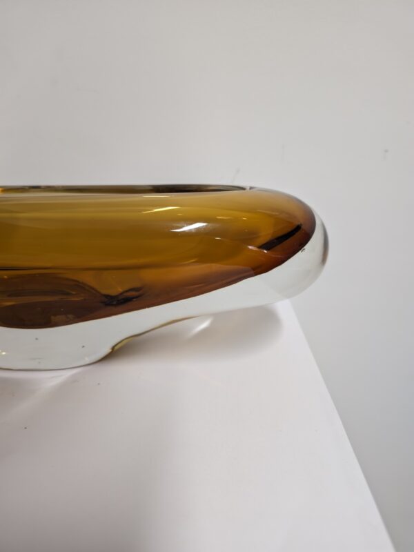 Vaas schaal glas zwaar ovaal  amber 37cm eliassen.nl 2