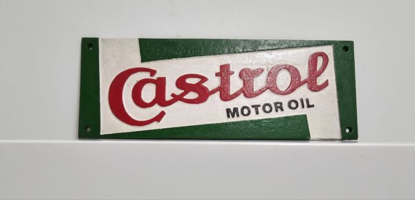 Wanddecoratie gietijzer vintage Castrol 17x48cm eliassen