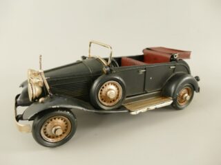 Miniatuur model oude personenauto oldtimer met achterbank antraciet 25cm