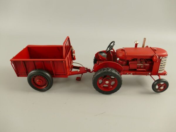 Miniatuur model rode tractor met aanhanger 32cm 331073 eliassen.nl 8