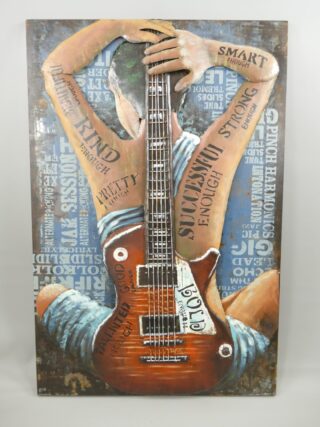 Metalen 3d schilderij Rockster met tatoeages en gitaar rugaanzicht 80x120cm 340078 eliassen.nl 1